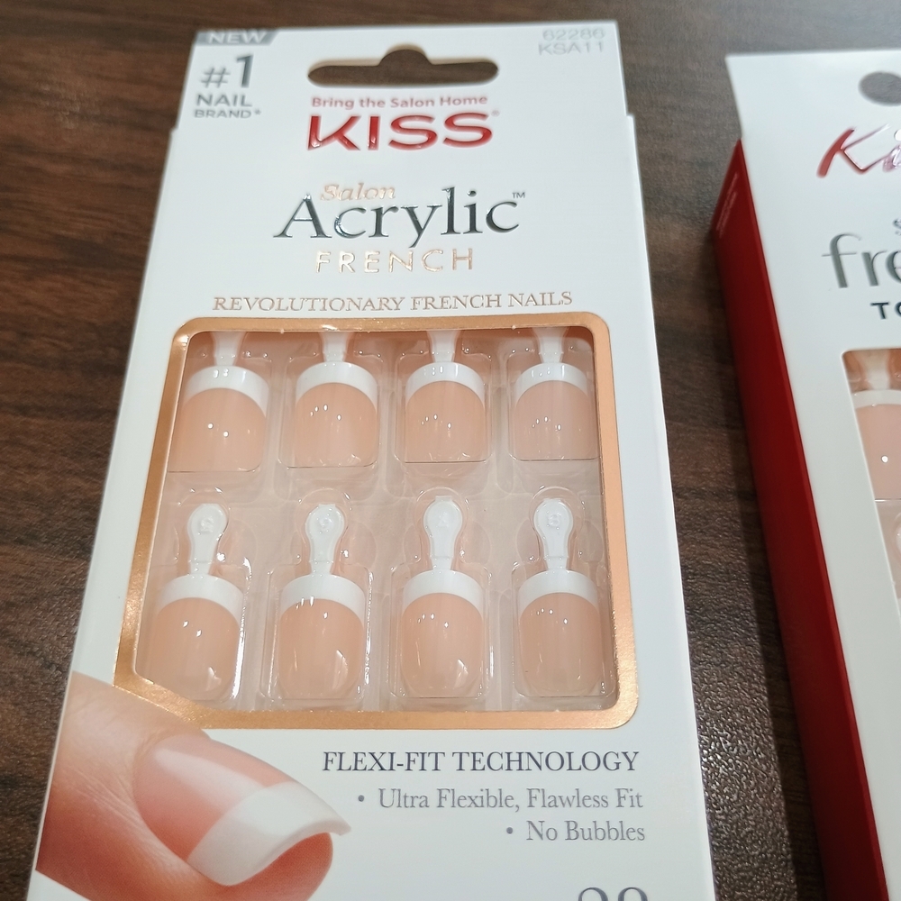 Kiss Acrylic French Press-On Nails - Nude and White - Picture 2 of 3